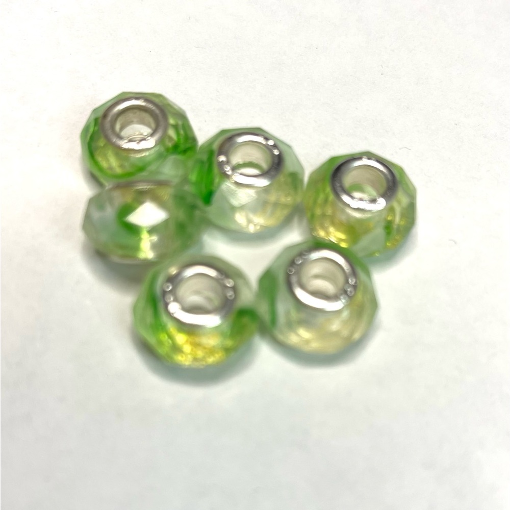 Green and Silver Faceted Beads